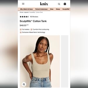 (2) SculptRib™ Cotton Go Braless Tank